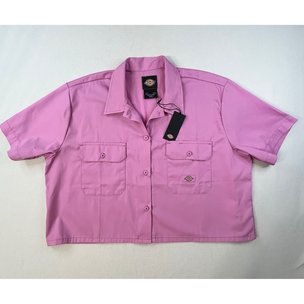 Dickies CROPPED WORK SHIRT Women's XL Short Sleeve Pink Orchid FS573WR2 NWT